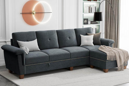Dark Gray L-Shaped Sectional Couch with Storage - Loft&Timber