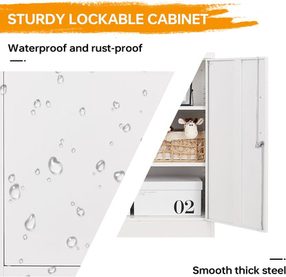 Lockable Metal Cabinet With 2 Doors And Adjustable Shelves-4