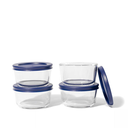 Glass Food Storage Containers - 8 Piece .7oz Set (4 Containers + 4 Lids) - Loft&Timber