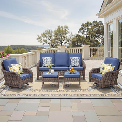 All-Weather Wicker Outdoor Patio Furniture Set With Swivel Rockers - Loft&Timber