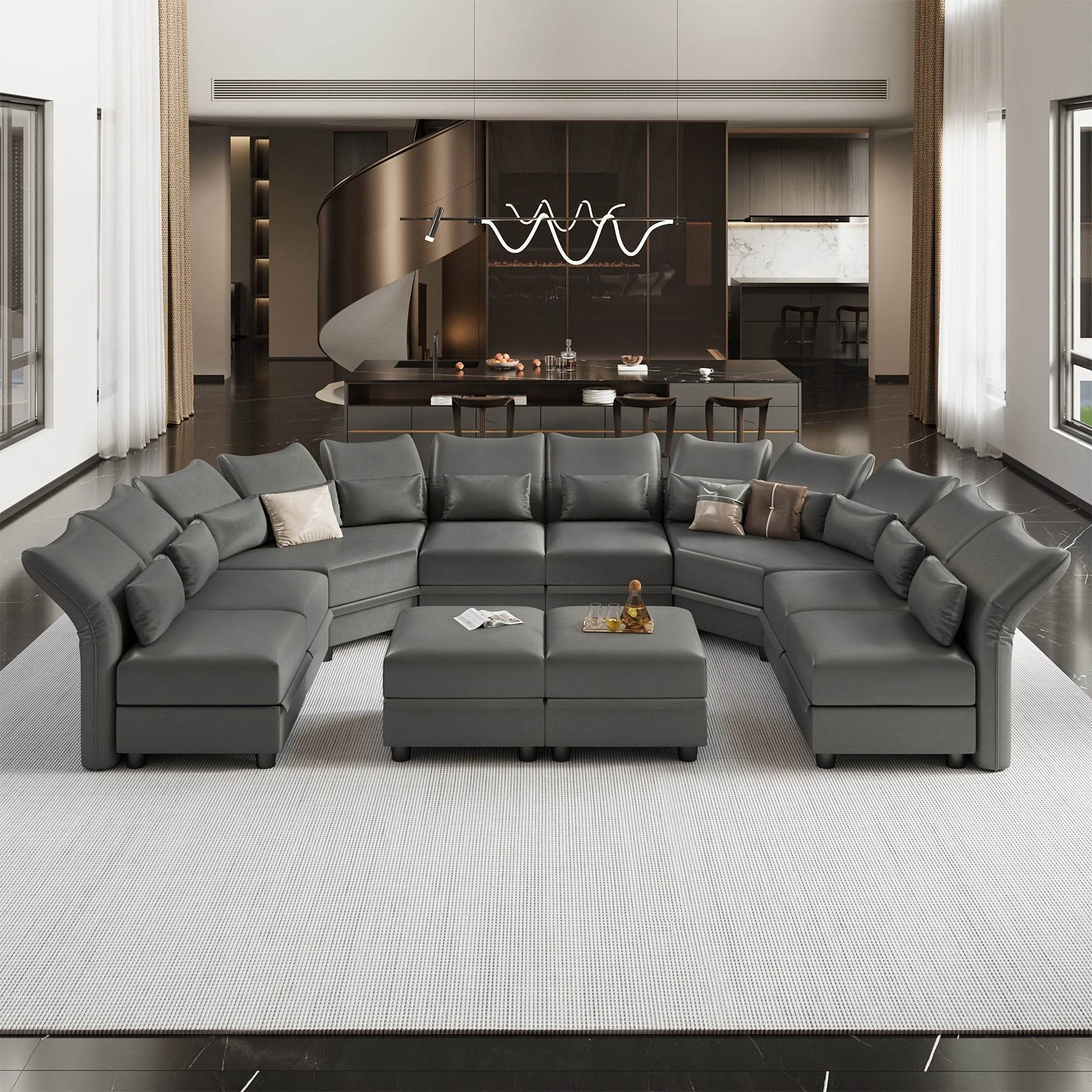 Faux Leather Modular Sectional Sofa - Loft&Timber