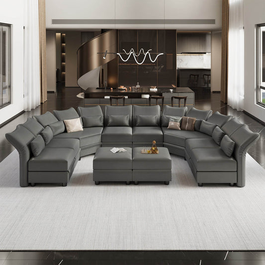 Faux Leather Modular Sectional Sofa - Loft&Timber