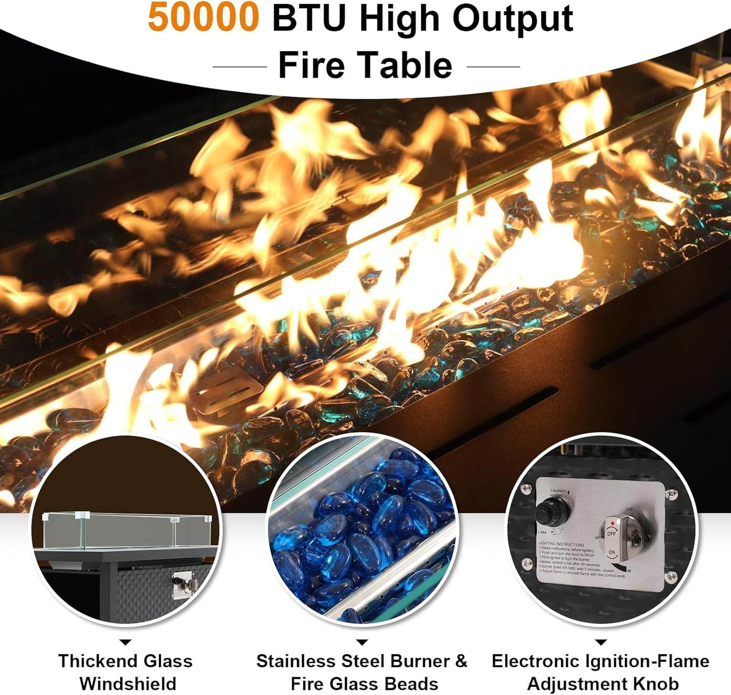 Outdoor Rattan Furniture Set with 45 Inch Fire Pit - Loft&Timber