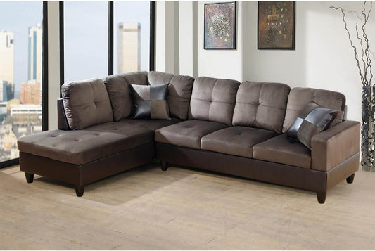 2 Pieces Sectional Sofa Sets (Brown, Left Hand Facing) - Loft&Timber
