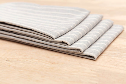 Cloth Napkins - Grey Striped and Natural Striped - Loft&Timber