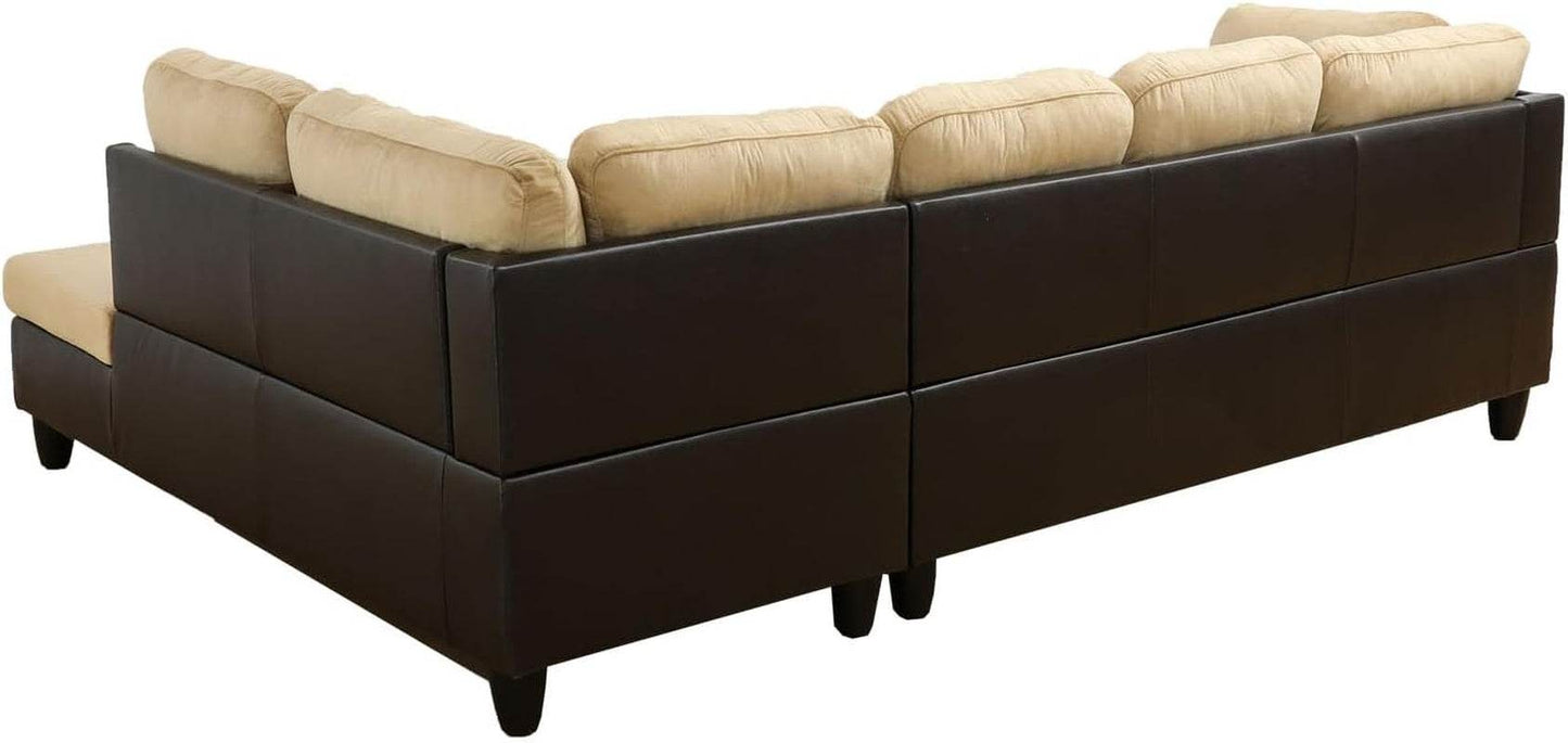 Beige Sectional Couch, 105 Inch Sectional Sofa L Shaped Couch with Storage Ottoman/Microfiber Fabric/Facing Right Chaise - Loft&Timber