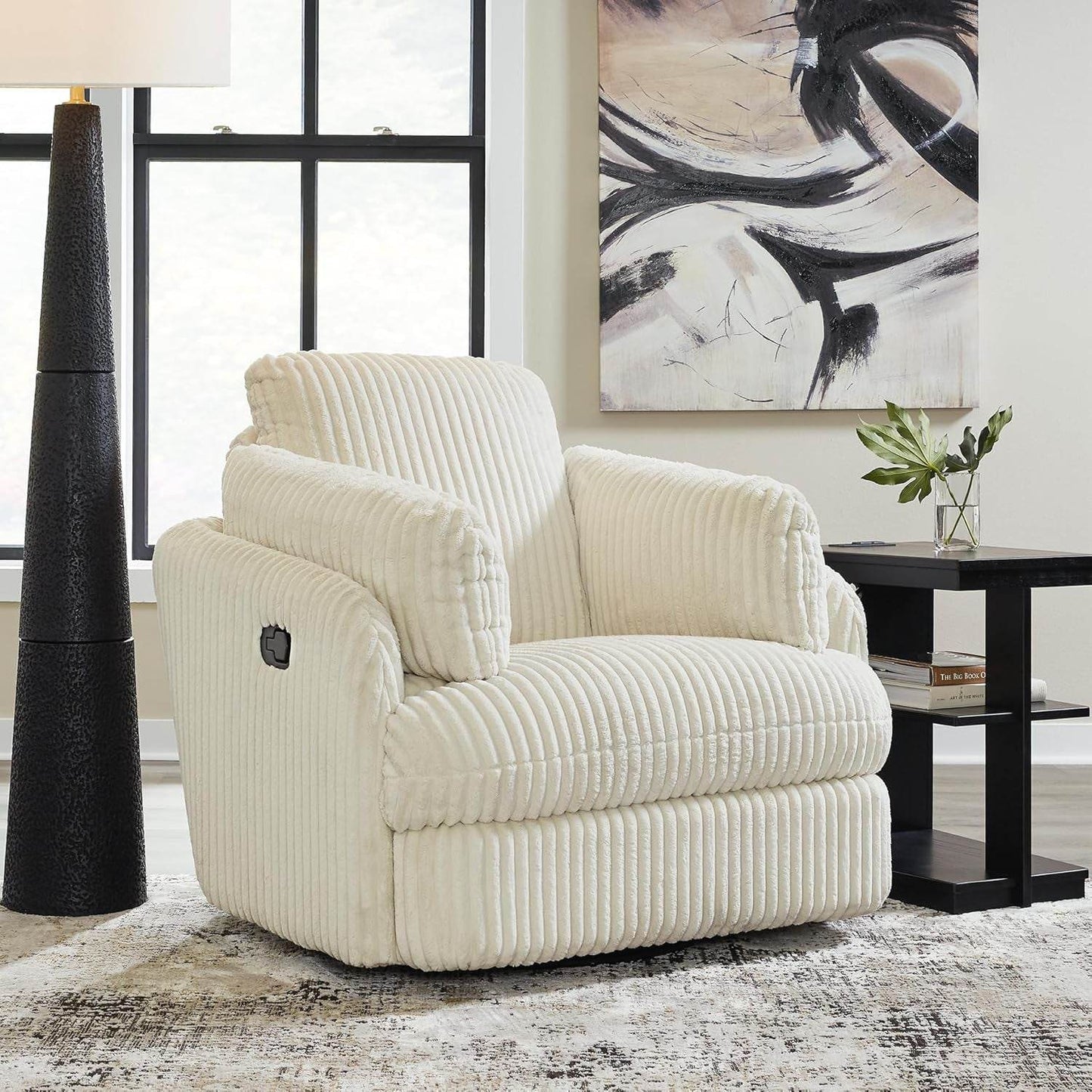 Cozy Contemporary Swivel Glider Rocker Recliner White - Loft&Timber