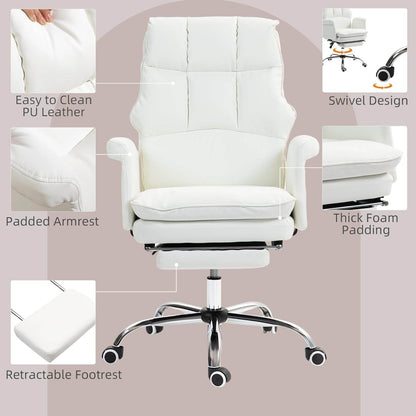 Executive Office Chair, PU Leather in White - Loft&Timber