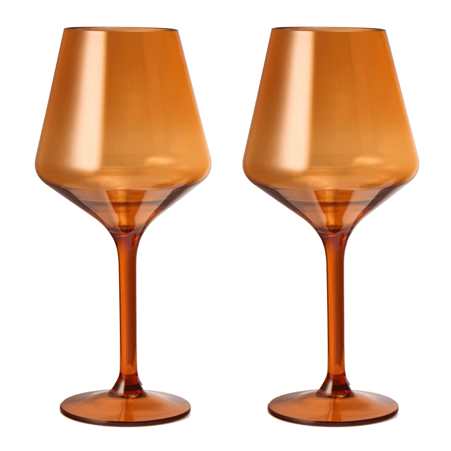 Floating Wine Glasses for Pool - Set of 2-15 OZ Shatterproof Poolside Wine Glasses, Tritan Plastic Reusable, Beach Outdoor Cocktail, Wine, Champagne, Water Glassware Spring Summer (Burnt Orange) - Loft&Timber