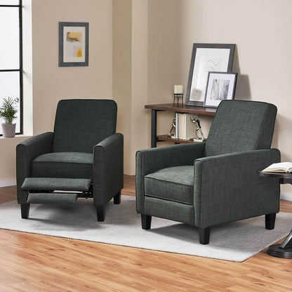 Emmie Fabric Recliner (Set of 2), Moss Gray, Dark Brown - Loft&Timber
