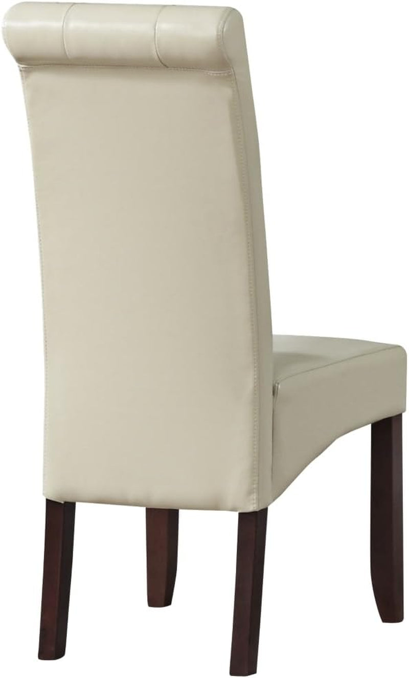 Cosmopolitan Parson Dining Chair Satin Cream Faux Leather-1