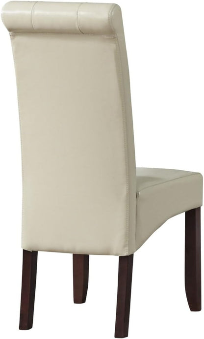 Cosmopolitan Parson Dining Chair Satin Cream Faux Leather-1