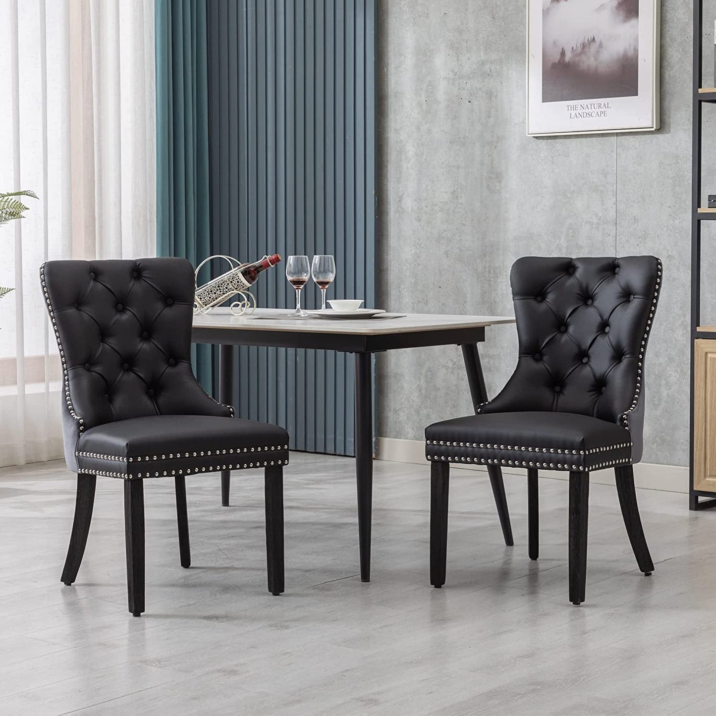 Set Of 4 Dining Chairs Upholstered Tufted For Dining Room-1