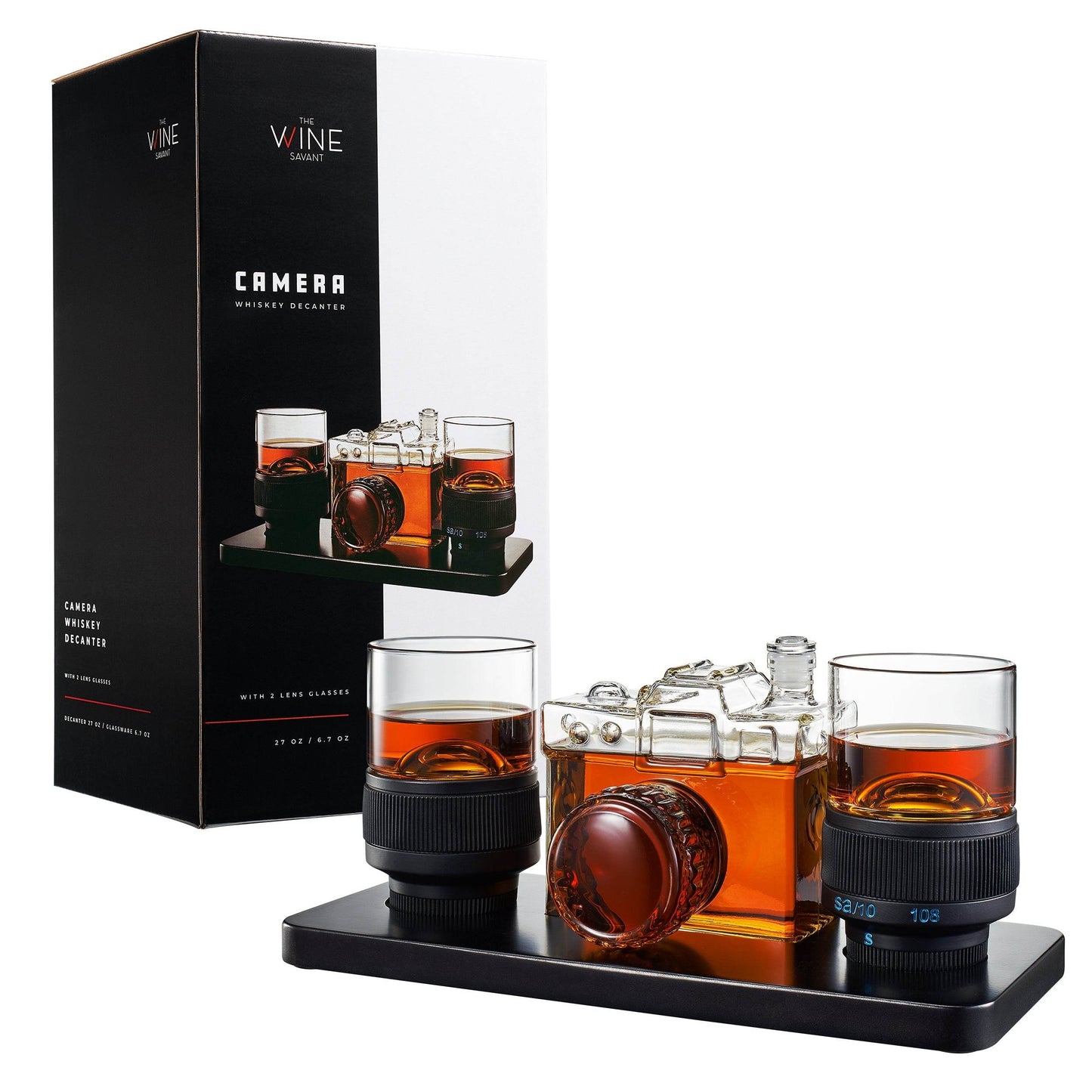 Camera Shaped Wine & Whiskey Decanter - 27.4OZ Photographer Unique Decanter Set with Beautiful Gift Box, Photo Videographer Gifts, Film Lover, Orchestra, Musicals, Image Taking Enthusiasts - Loft&Timber