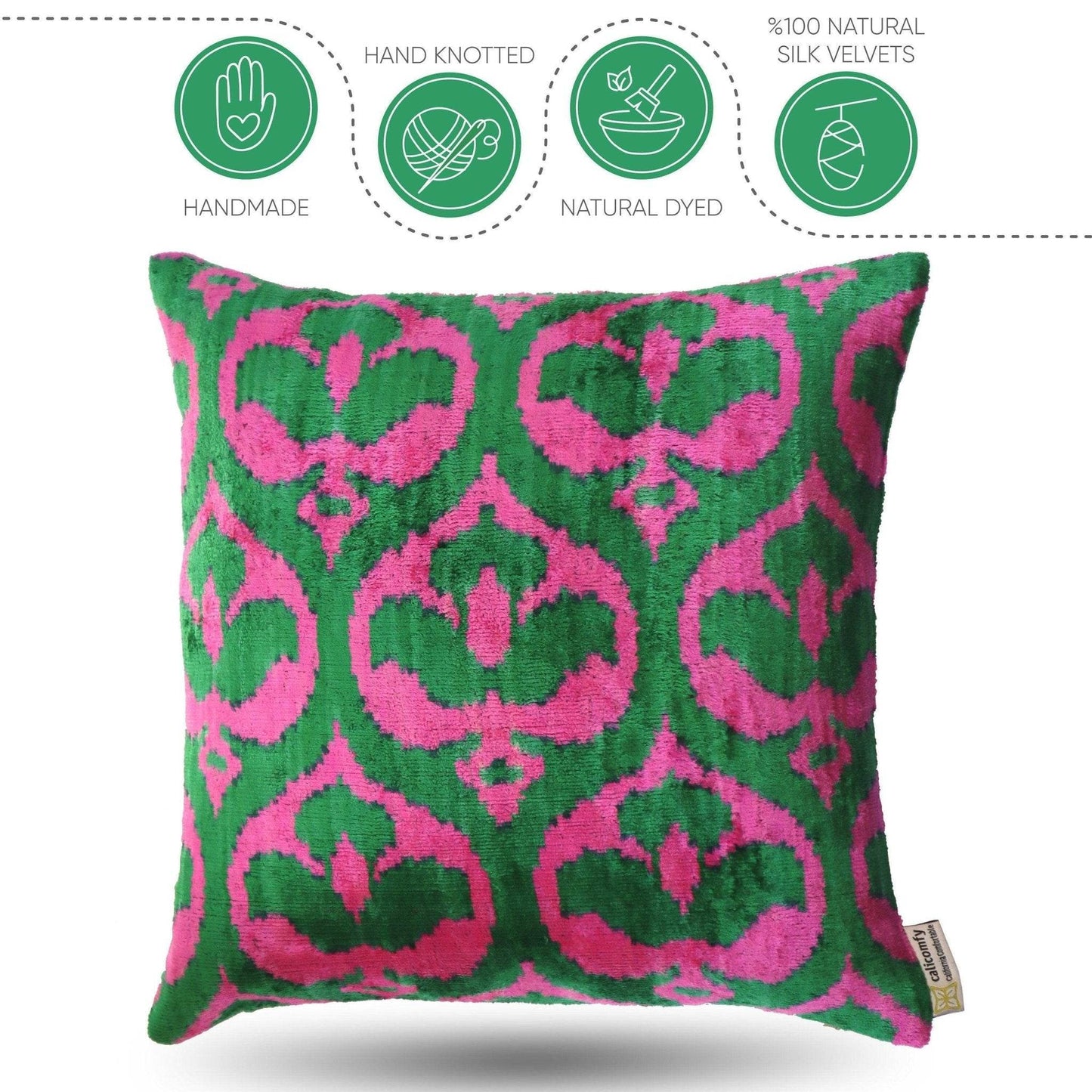 Canvello Decorative Green Pink Pillows For Couch with Down Insert - 18x18 in - Loft&Timber