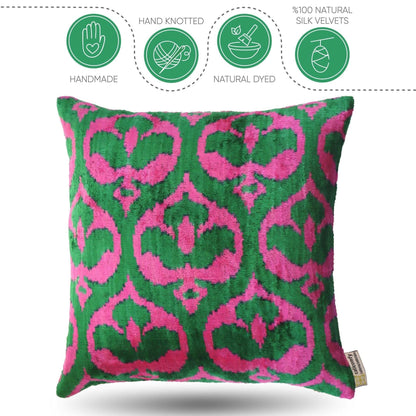 Canvello Decorative Green Pink Pillows For Couch with Down Insert - 18x18 in - Loft&Timber