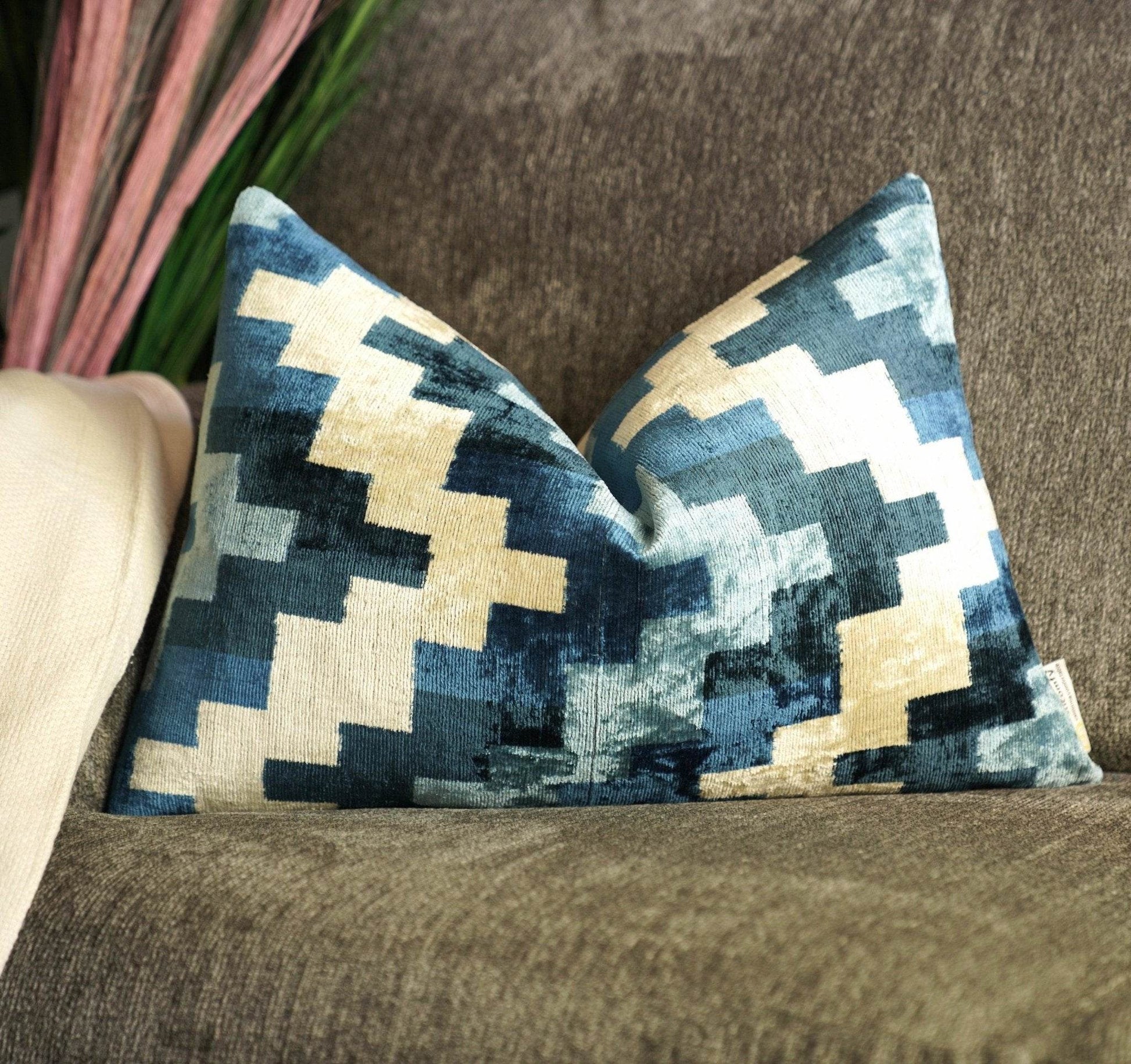 Canvello Decorative Navy Blue Throw Pillow Down Filled - 16x24 in - Loft&Timber