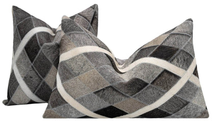 Canvello Genuine Cowhide Leather Decorative Throw Pillows - Handmade Patchwork Boho Accent Pillows For Sofa, Couch, Bed, Chair - Western Southwestern Farmhouse Pillow Covers With Feather Down Insert Included) - Loft&Timber