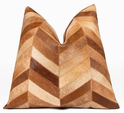 Canvello Genuine Cowhide Leather Decorative Throw Pillows - Handmade Patchwork Boho Accent Pillows For Sofa, Couch, Bed, Chair - Western Southwestern Farmhouse Pillow Covers With Feather Down Insert Included - Loft&Timber