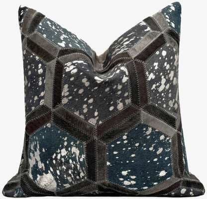 Canvello Genuine Cowhide Leather Decorative Throw Pillows - Handmade Patchwork Boho Accent Pillows For Sofa, Couch, Bed, Chair - Western Southwestern Farmhouse Pillow Covers With Feather Down Insert Included - Loft&Timber
