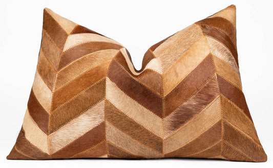 Canvello Genuine Cowhide Leather Decorative Throw Pillows - Handmade Patchwork Boho Accent Pillows For Sofa, Couch, Bed, Chair - Western Southwestern Farmhouse Pillow Covers With Feather Down Insert Included - Loft&Timber