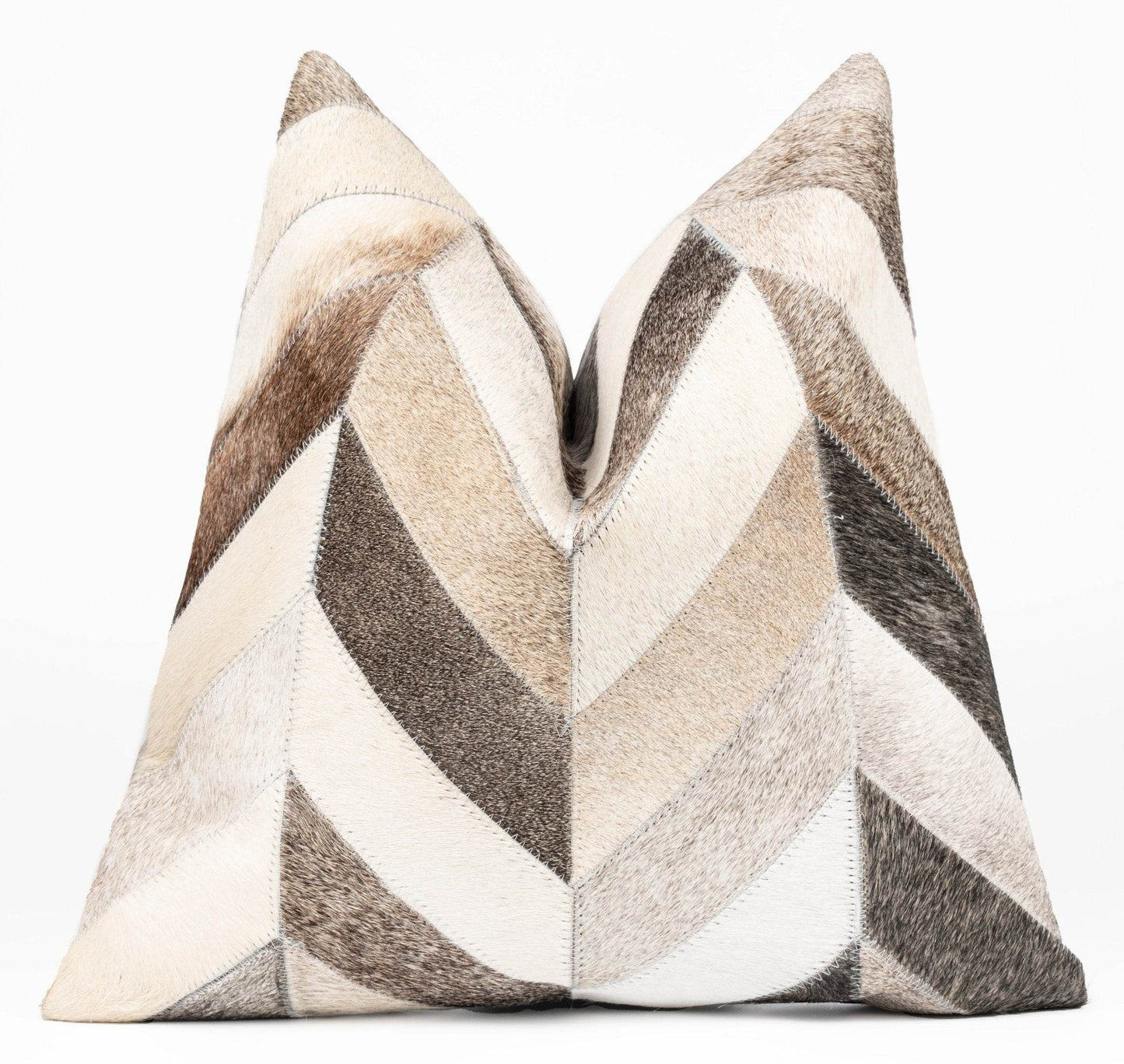 Canvello Genuine Cowhide Leather Decorative Throw Pillows - Handmade Patchwork Boho Accent Pillows For Sofa, Couch, Bed, Chair - Western Southwestern Farmhouse Pillow Covers With Feather Down Insert Included - Loft&Timber