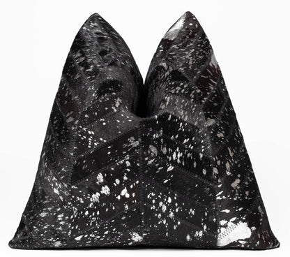 Canvello Genuine Cowhide Leather Decorative Throw Pillows - Handmade Patchwork Boho Accent Pillows For Sofa, Couch, Bed, Chair - Western Southwestern Farmhouse Pillow Covers With Feather Down Insert Included - Loft&Timber