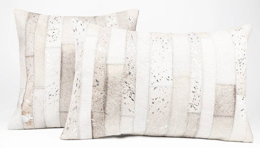 Canvello Genuine Cowhide Leather Decorative Throw Pillows - Handmade Patchwork Boho Accent Pillows For Sofa, Couch, Bed, Chair - Western Southwestern Farmhouse Pillow Covers With Feather Down Insert Included - Loft&Timber