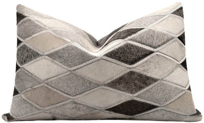 Canvello Genuine Cowhide Leather Decorative Throw Pillows - Handmade Patchwork Boho Accent Pillows For Sofa, Couch, Bed, Chair - Western Southwestern Farmhouse Pillow Covers With Feather Down Insert Included - Loft&Timber