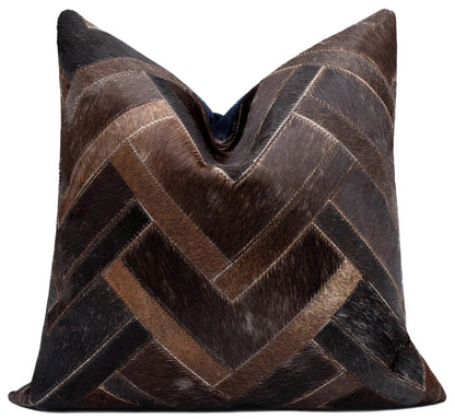 Canvello Genuine Cowhide Leather Decorative Throw Pillows - Handmade Patchwork Boho Accent Pillows For Sofa, Couch, Bed, Chair - Western Southwestern Farmhouse Pillow Covers With Feather Down Insert Included) - Loft&Timber