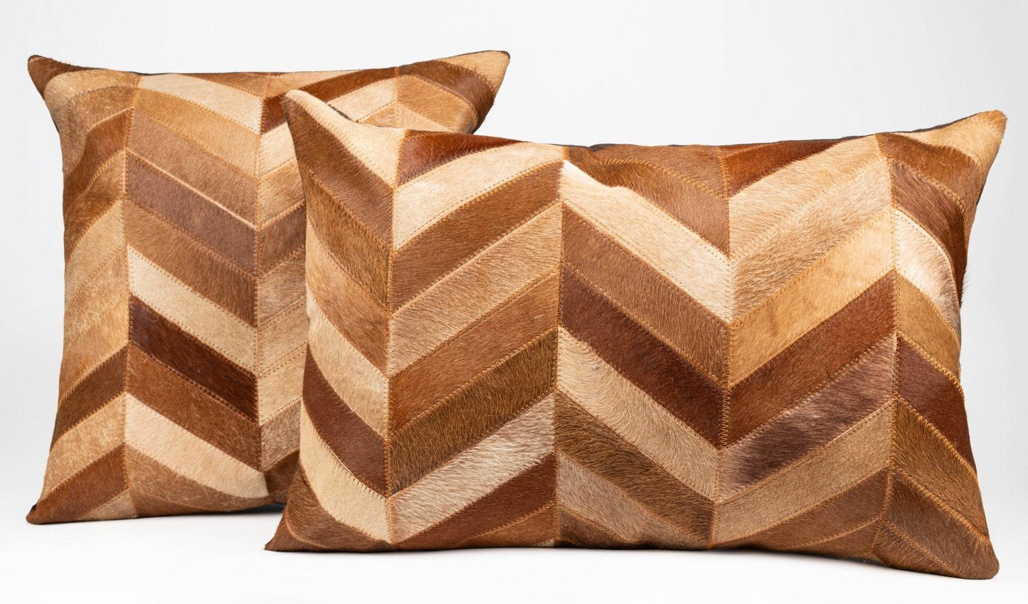 Canvello Genuine Cowhide Leather Decorative Throw Pillows - Handmade Patchwork Boho Accent Pillows For Sofa, Couch, Bed, Chair - Western Southwestern Farmhouse Pillow Covers With Feather Down Insert Included - Loft&Timber