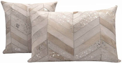 Canvello Genuine Cowhide Leather Decorative Throw Pillows - Handmade Patchwork Boho Accent Pillows For Sofa, Couch, Bed, Chair - Western Southwestern Farmhouse Pillow Covers With Feather Down Insert Included - Loft&Timber