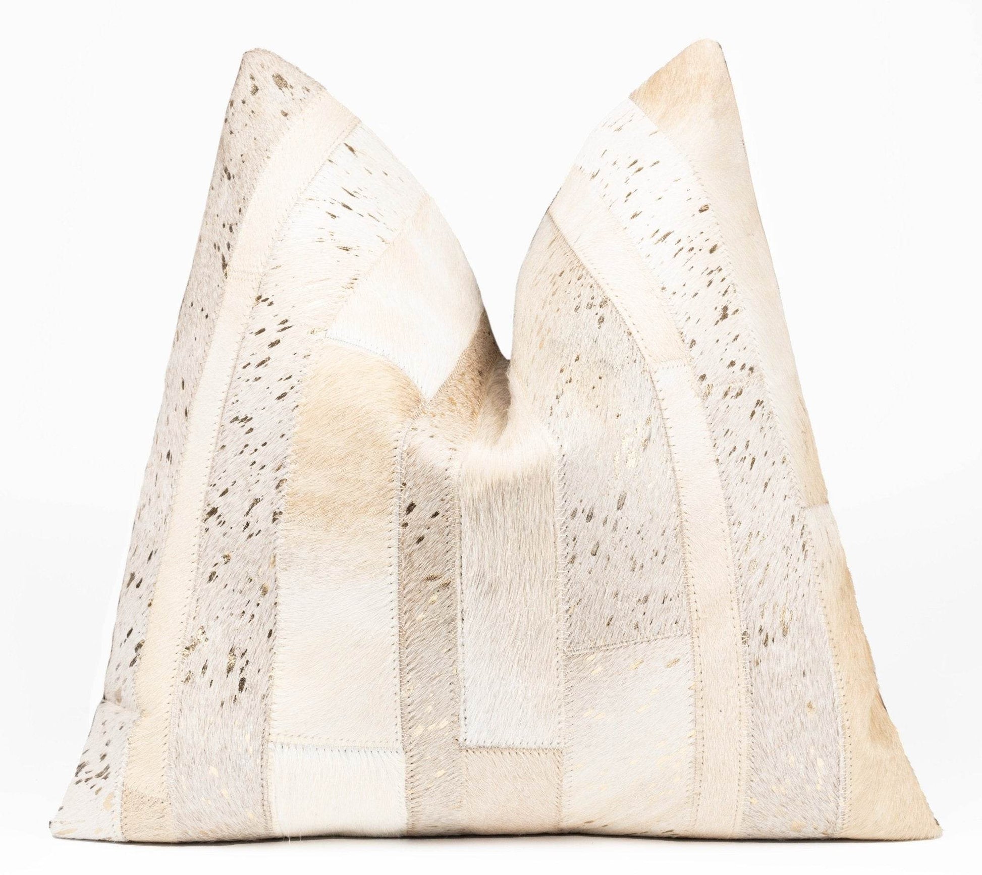 Canvello Genuine Cowhide Leather Decorative Throw Pillows - Handmade Patchwork Boho Accent Pillows For Sofa, Couch, Bed, Chair - Western Southwestern Farmhouse Pillow Covers With Feather Down Insert Included - Loft&Timber