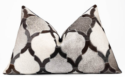 Canvello Genuine Cowhide Leather Decorative Throw Pillows - Handmade Patchwork Boho Accent Pillows For Sofa, Couch, Bed, Chair - Western Southwestern Farmhouse Pillow Covers With Feather Down Insert Included - Loft&Timber