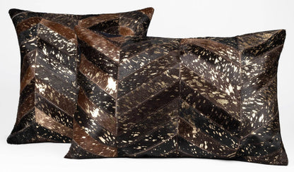 Canvello Genuine Cowhide Leather Decorative Throw Pillows - Handmade Patchwork Boho Accent Pillows For Sofa, Couch, Bed, Chair - Western Southwestern Farmhouse Pillow Covers With Feather Down Insert Included - Loft&Timber