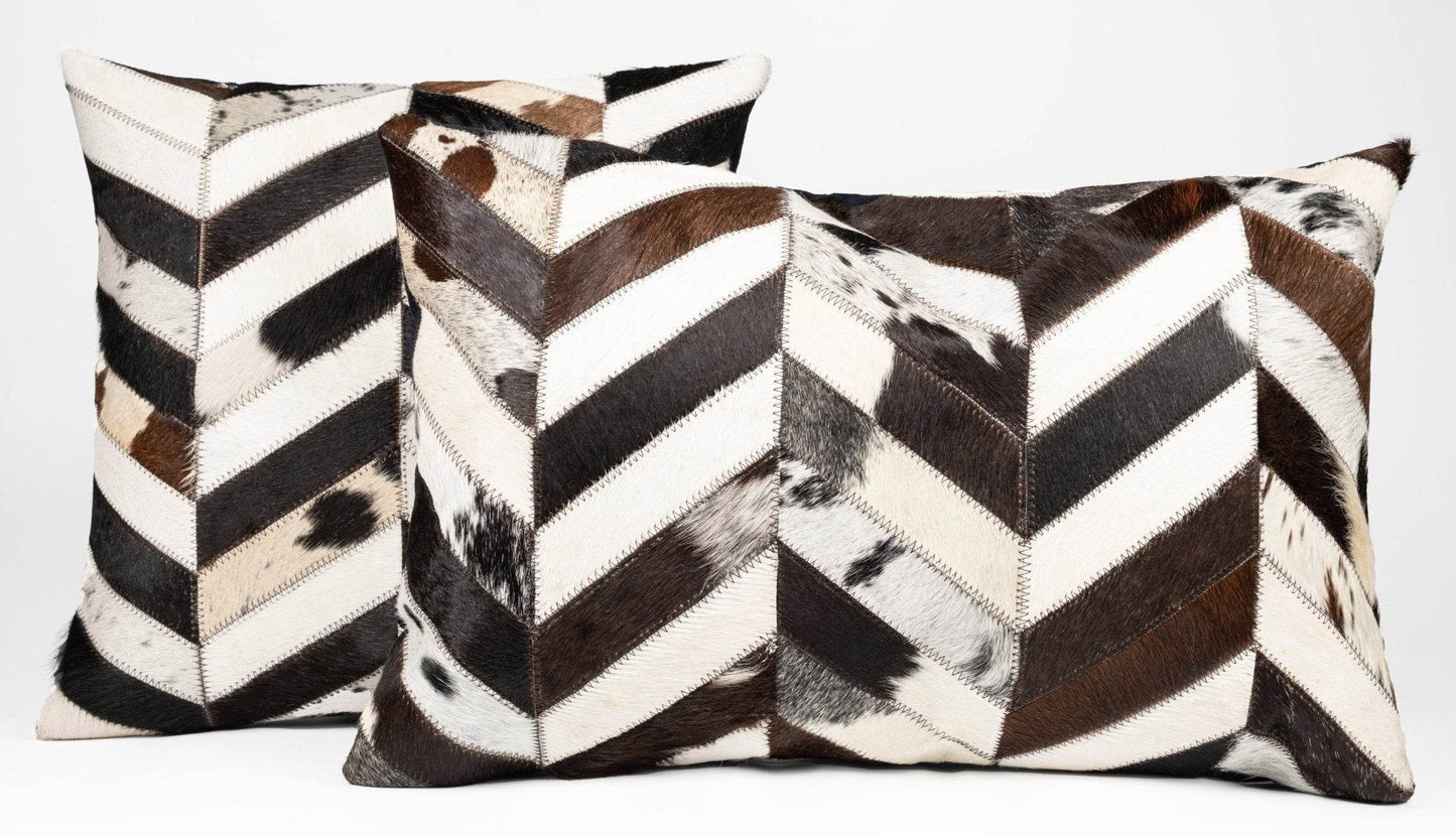 Canvello Genuine Cowhide Leather Decorative Throw Pillows - Handmade Patchwork Boho Accent Pillows For Sofa, Couch, Bed, Chair - Western Southwestern Farmhouse Pillow Covers With Feather Down Insert Included - Loft&Timber