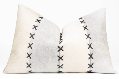 Canvello Genuine Cowhide Leather Decorative Throw Pillows - Handmade Patchwork Boho Accent Pillows For Sofa, Couch, Bed, Chair - Western Southwestern Farmhouse Pillow Covers With Feather Down Insert Included - Loft&Timber