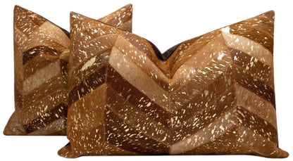 Canvello Genuine Cowhide Leather Decorative Throw Pillows - Handmade Patchwork Boho Accent Pillows For Sofa, Couch, Bed, Chair - Western Southwestern Farmhouse Pillow Covers With Feather Down Insert Included) - Loft&Timber