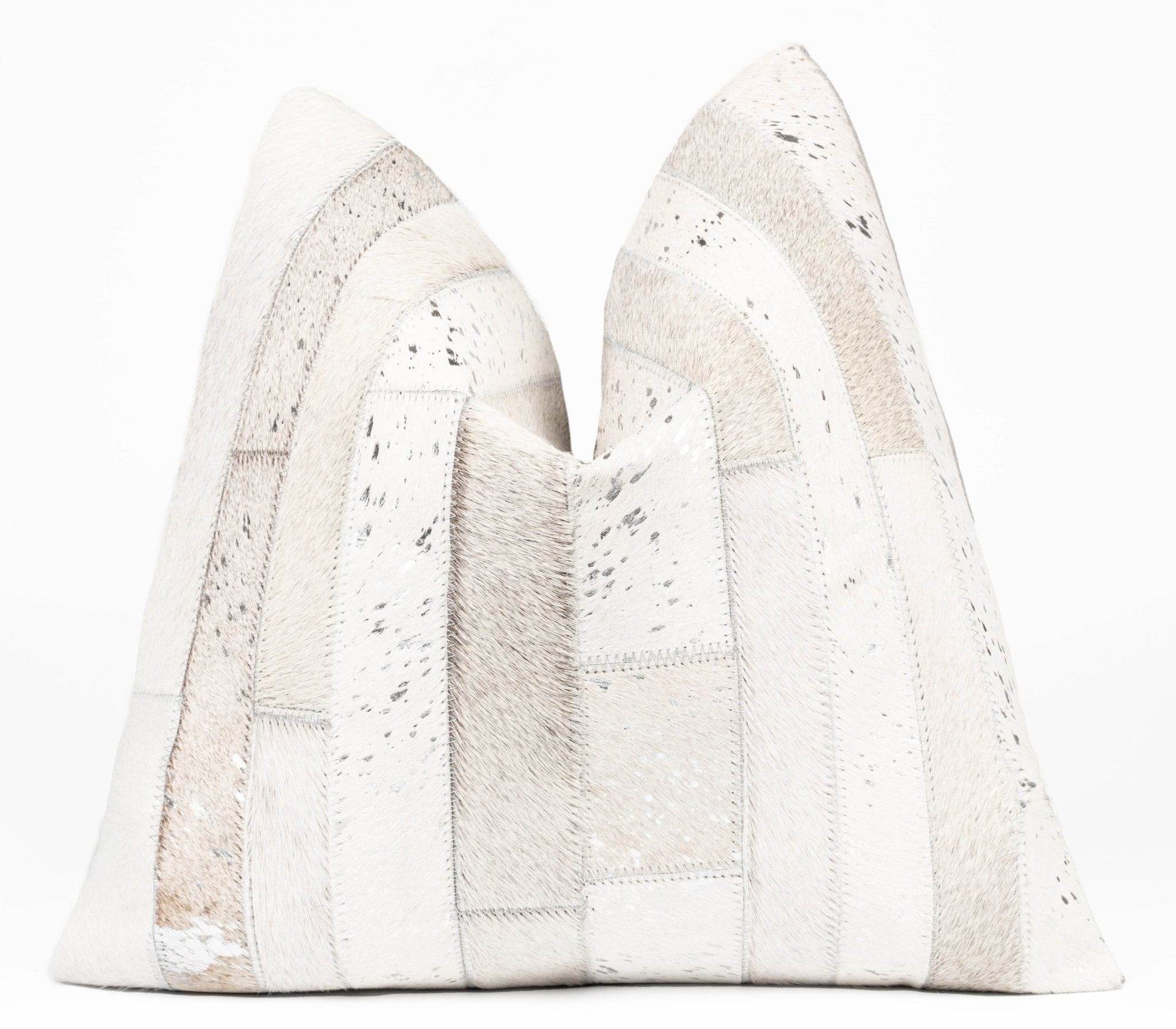 Canvello Genuine Cowhide Leather Decorative Throw Pillows - Handmade Patchwork Boho Accent Pillows For Sofa, Couch, Bed, Chair - Western Southwestern Farmhouse Pillow Covers With Feather Down Insert Included - Loft&Timber