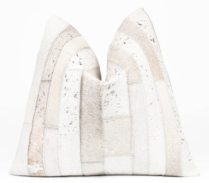 Canvello Genuine Cowhide Leather Decorative Throw Pillows - Handmade Patchwork Boho Accent Pillows For Sofa, Couch, Bed, Chair - Western Southwestern Farmhouse Pillow Covers With Feather Down Insert Included - Loft&Timber