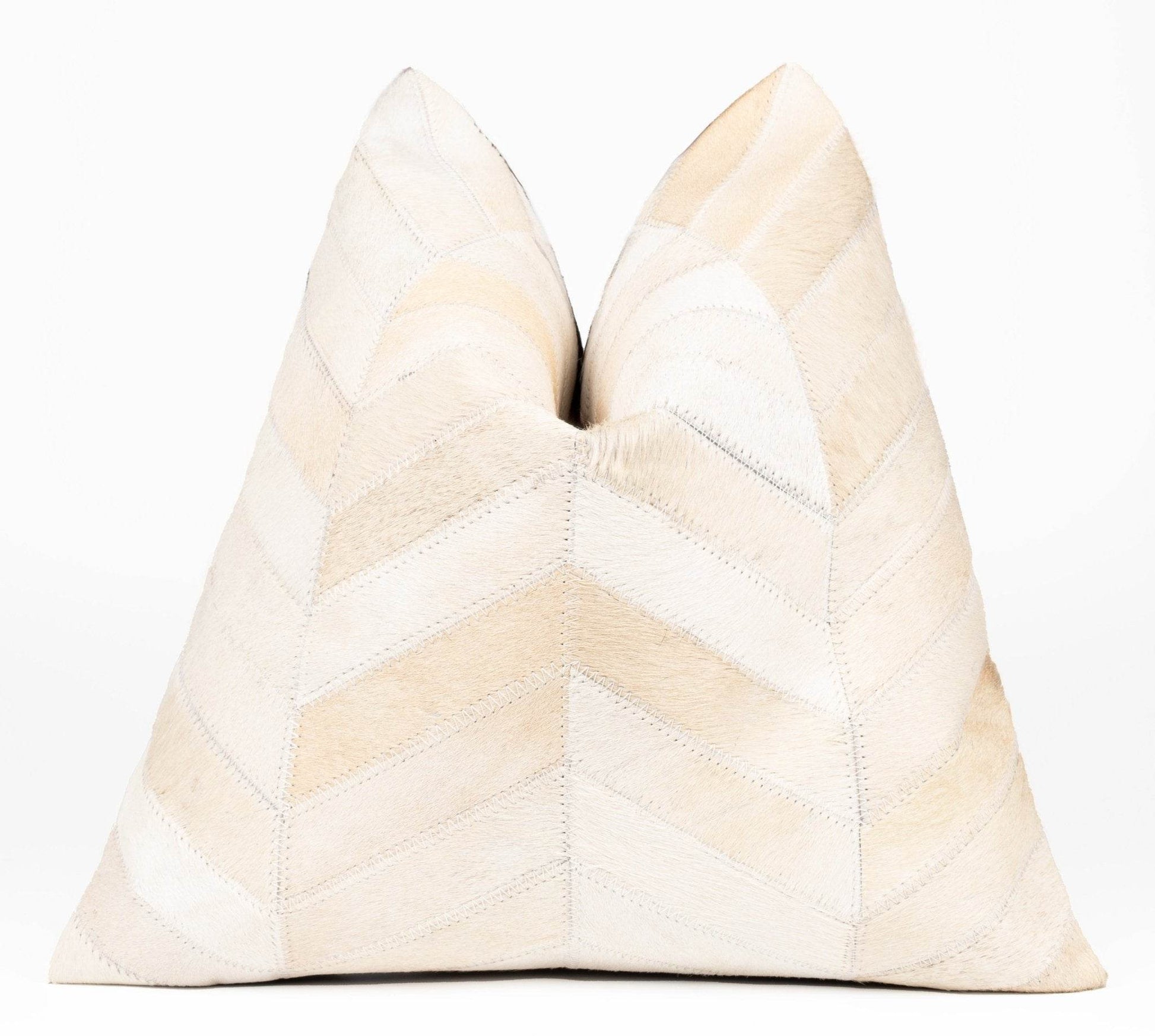 Canvello Genuine Cowhide Leather Decorative Throw Pillows - Handmade Patchwork Boho Accent Pillows For Sofa, Couch, Bed, Chair - Western Southwestern Farmhouse Pillow Covers With Feather Down Insert Included - Loft&Timber