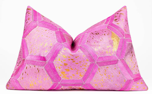 Canvello Genuine Cowhide Leather Decorative Throw Pillows - Handmade Patchwork Boho Accent Pillows For Sofa, Couch, Bed, Chair - Western Southwestern Farmhouse Pillow Covers With Feather Down Insert Included - Loft&Timber