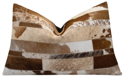 Canvello Genuine Cowhide Leather Decorative Throw Pillows - Handmade Patchwork Boho Accent Pillows For Sofa, Couch, Bed, Chair - Western Southwestern Farmhouse Pillow Covers With Feather Down Insert Included) - Loft&Timber