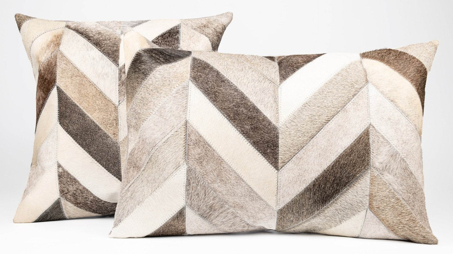 Canvello Genuine Cowhide Leather Decorative Throw Pillows - Handmade Patchwork Boho Accent Pillows For Sofa, Couch, Bed, Chair - Western Southwestern Farmhouse Pillow Covers With Feather Down Insert Included - Loft&Timber