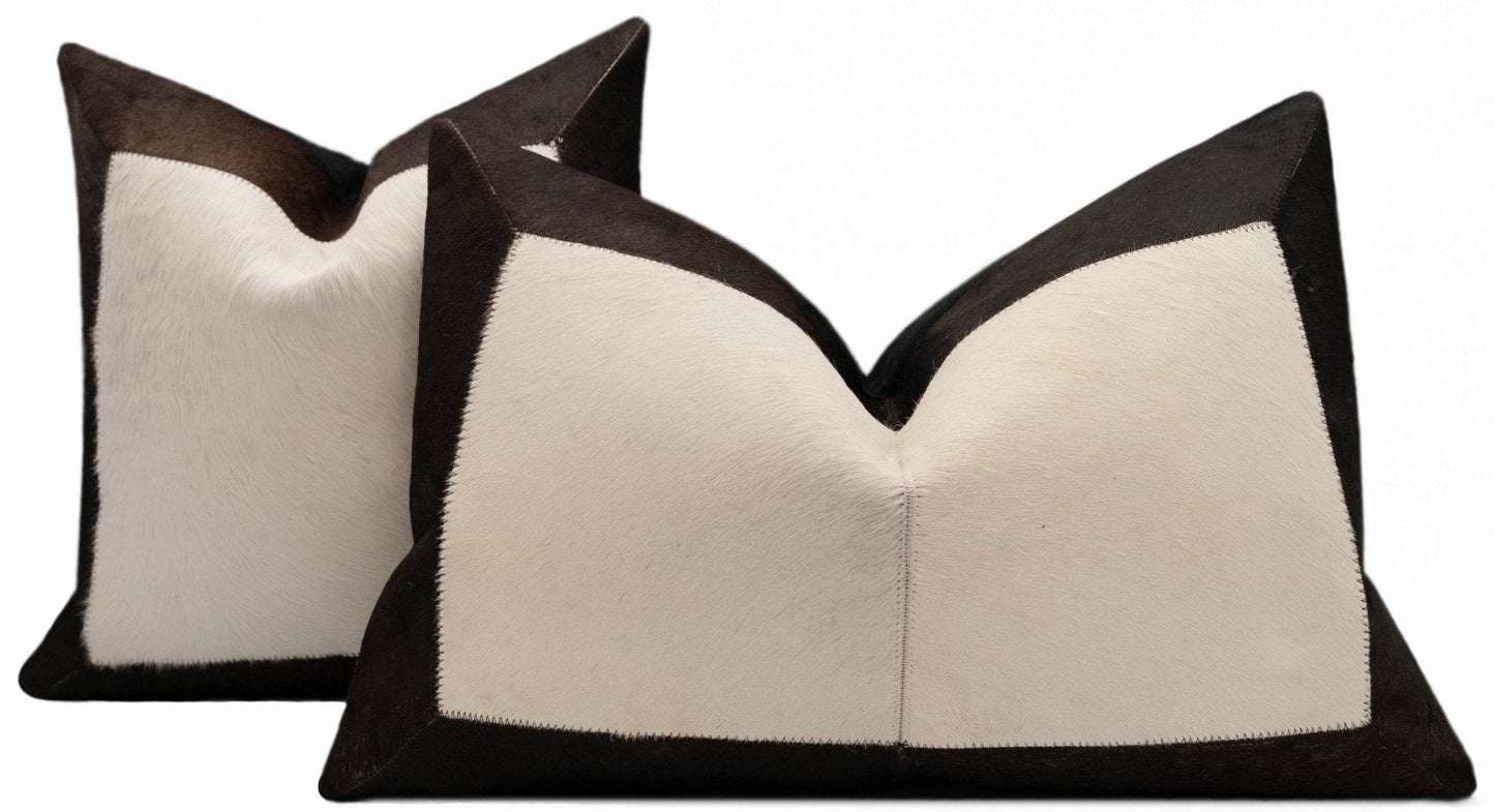Canvello Genuine Cowhide Leather Decorative Throw Pillows - Handmade Patchwork Boho Accent Pillows For Sofa, Couch, Bed, Chair - Western Southwestern Farmhouse Pillow Covers With Feather Down Insert Included) - Loft&Timber