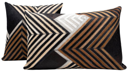 Canvello Genuine Cowhide Leather Decorative Throw Pillows - Handmade Patchwork Boho Accent Pillows For Sofa, Couch, Bed, Chair - Western Southwestern Farmhouse Pillow Covers With Feather Down Insert Included) - Loft&Timber
