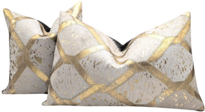 Canvello Genuine Cowhide Leather Decorative Throw Pillows - Handmade Patchwork Boho Accent Pillows For Sofa, Couch, Bed, Chair - Western Southwestern Farmhouse Pillow Covers With Feather Down Insert Included) - Loft&Timber