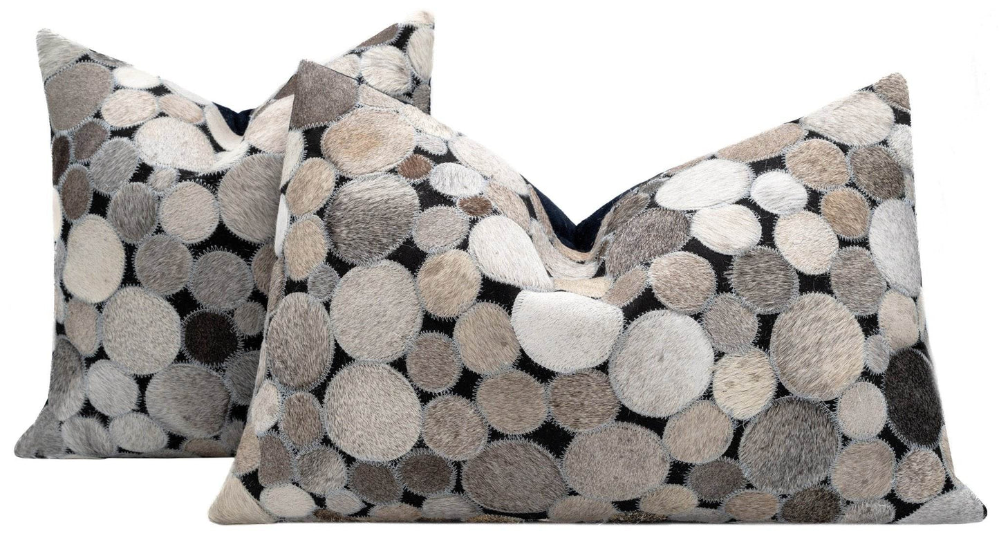 Canvello Genuine Cowhide Leather Decorative Throw Pillows - Handmade Patchwork Boho Accent Pillows For Sofa, Couch, Bed, Chair - Western Southwestern Farmhouse Pillow Covers With Feather Down Insert Included) - Loft&Timber