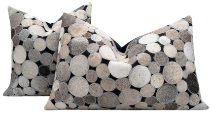 Canvello Genuine Cowhide Leather Decorative Throw Pillows - Handmade Patchwork Boho Accent Pillows For Sofa, Couch, Bed, Chair - Western Southwestern Farmhouse Pillow Covers With Feather Down Insert Included) - Loft&Timber