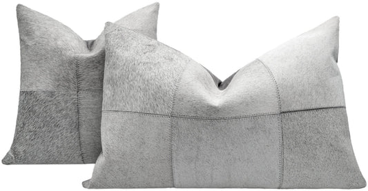 Canvello Genuine Cowhide Leather Decorative Throw Pillows - Handmade Patchwork Boho Accent Pillows For Sofa, Couch, Bed, Chair - Western Southwestern Farmhouse Pillow Covers With Feather Down Insert Included) - Loft&Timber